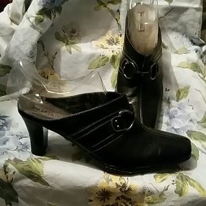 Merona Blk Mule 3 in heel leather 8 1/2 B NWOT